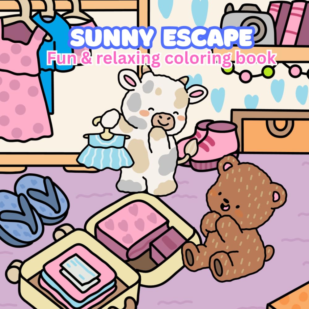 Sunny Escape: A Relaxing Coloring Book with Beaches, Ocean Adventures, and Fun Activities for Kids, Teens, and Adults (Fuzzy Friends)