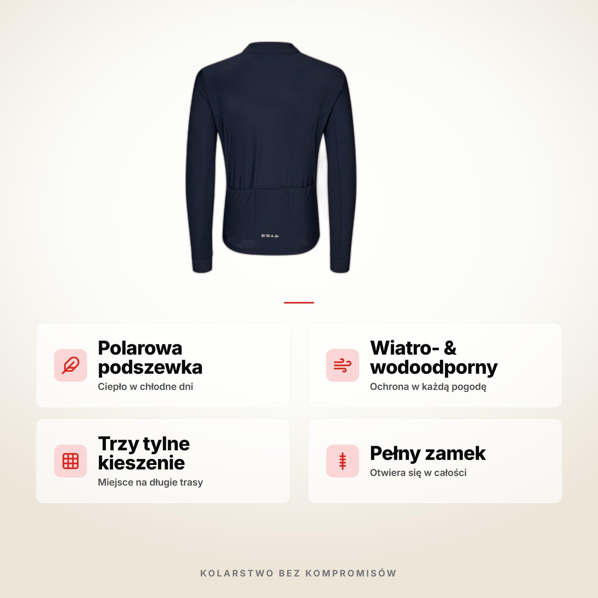 Cykelfleece Termiczna Koszulka Kolarska z Długim Rękawem Unisex – Premium Cycling Fleece na Chłodne Dni 5-15°C z Zamkiem i Polarową Podszewką