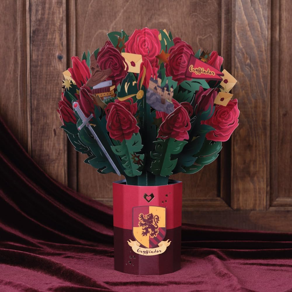 Lovepop Everyday Pop-Up Harry Potter Paper Flower Bouquet for Her and Him - Gryffindor Bouquet for Boys, Girls, Men, Women - 10.25" Bouquet - Blank Note Card & Envelope Included