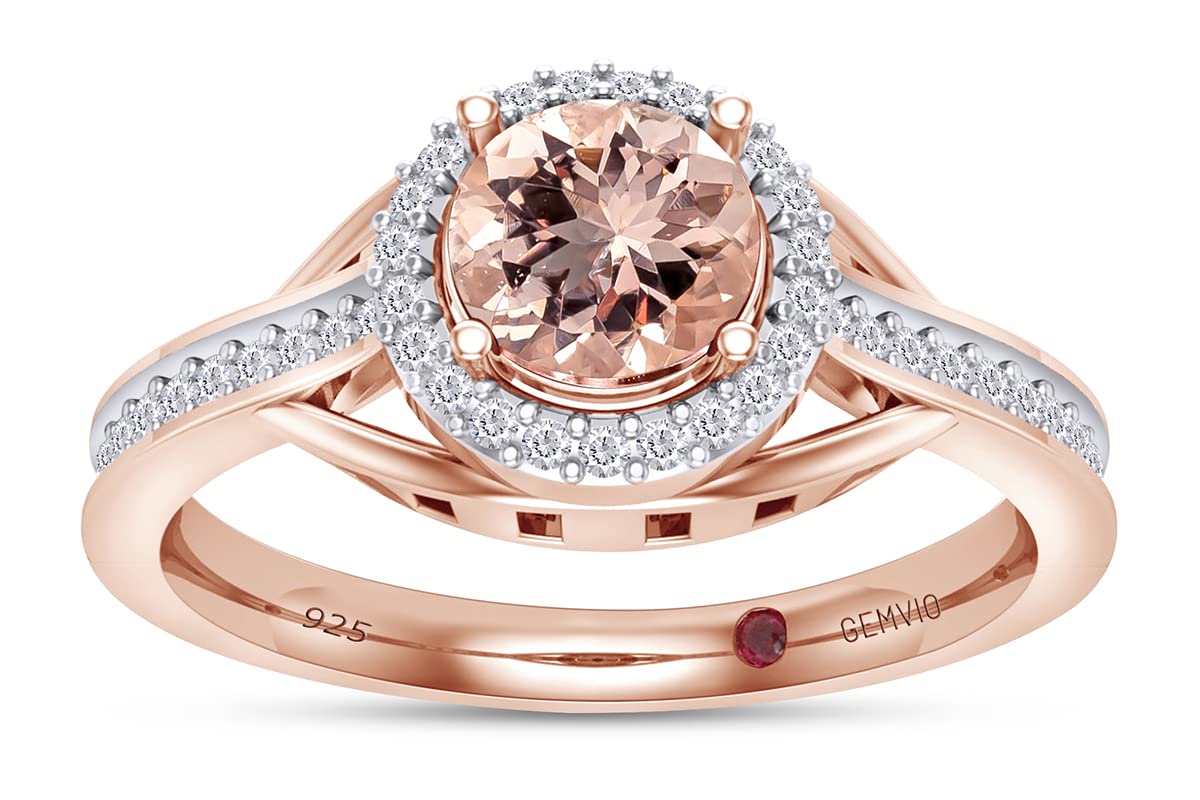 5MM Round Cut Natural & Lab Created Gemstone And Diamond Halo Bridal Engagement Ring In 14K Gold Over Sterling Silver Anniversary Wedding Ring(0.60 Cttw) Valentine's Day Gift For Her