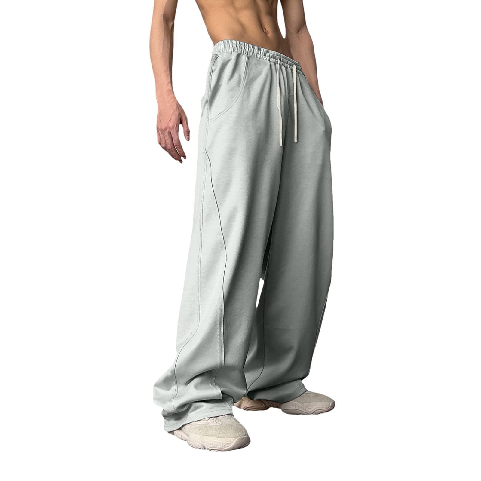 Pantalons De Sport Homme Jambe Droite, Pantalon De Jogging Homme Taille Elastique Couleur Unie Coupe Ample Pants Grande Taille Décontractée Basiques Printemps Eté Classique Activités En Plein Air