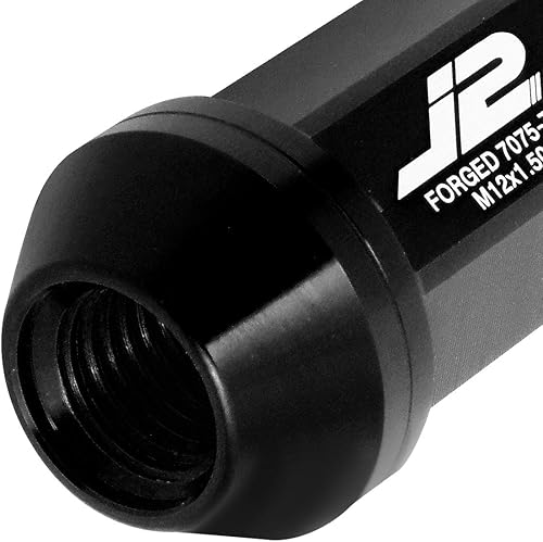 Miniatura 4 de J2 Engineering 7075 Aluminio Negro M12 x 1.5 20pcs L 1.969 in Tuerca superior moleteada con adaptador