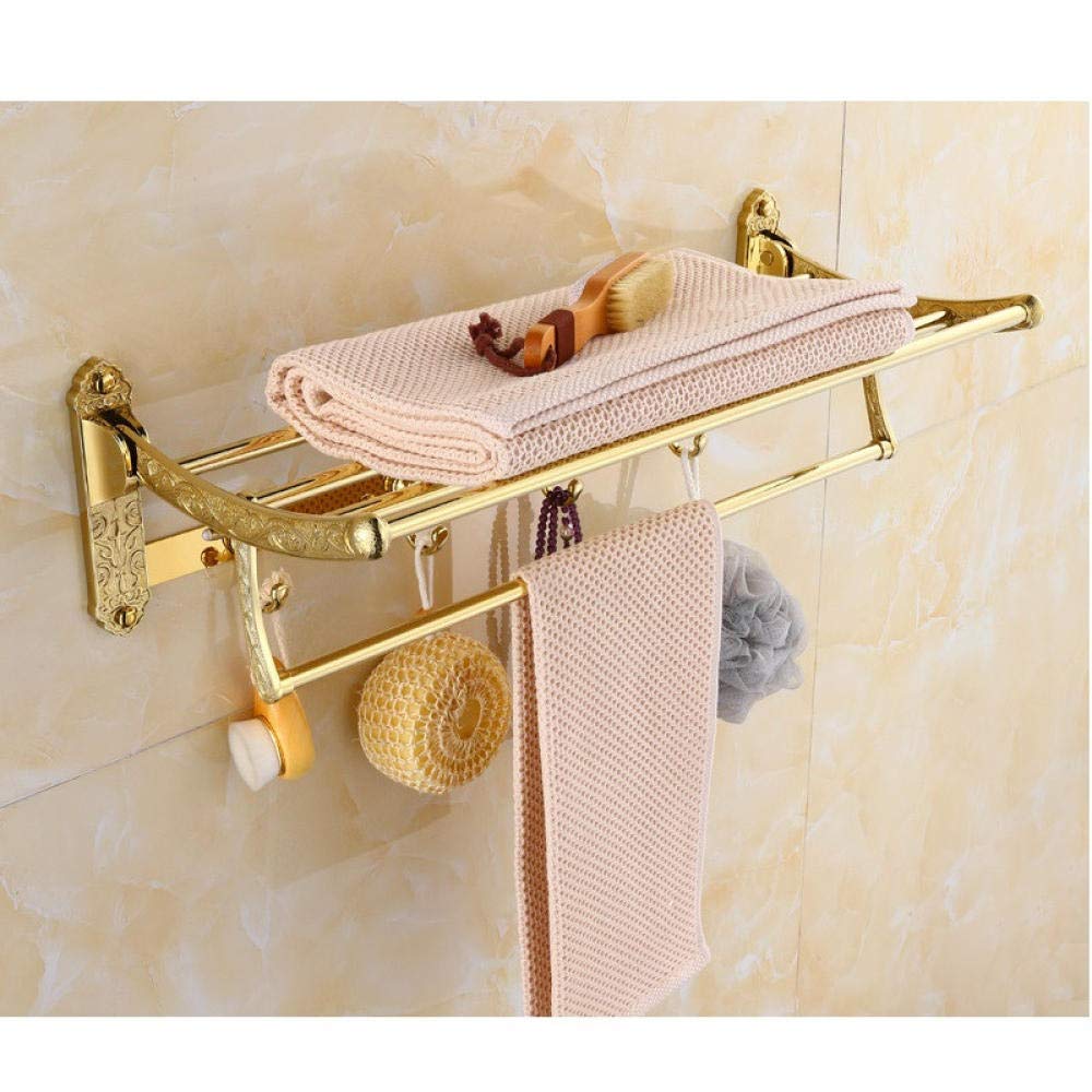Porte-serviette salle de bain suspendu avec rail de séchage et étagère de stockage inox