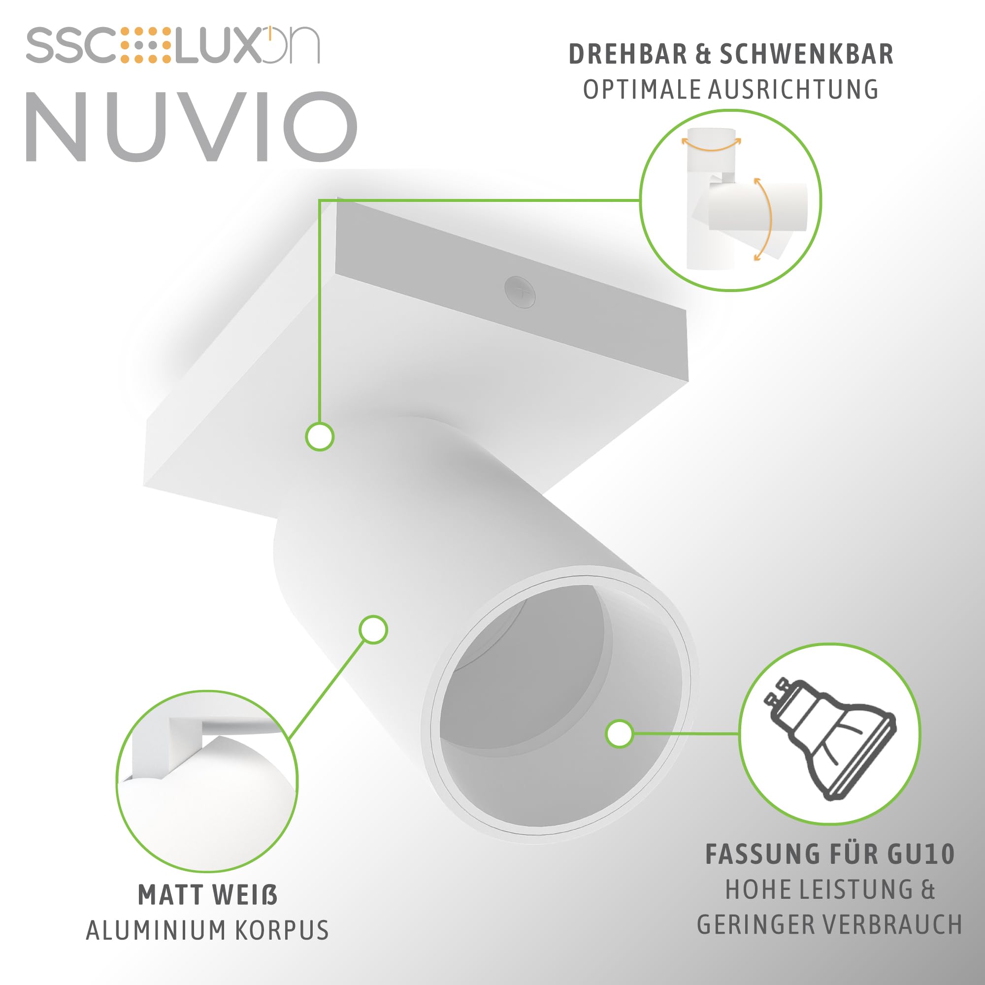 SSC-LUXon 2x NUVIO biały okrągły reflektor sufitowy GU10 - lampa sufitowa