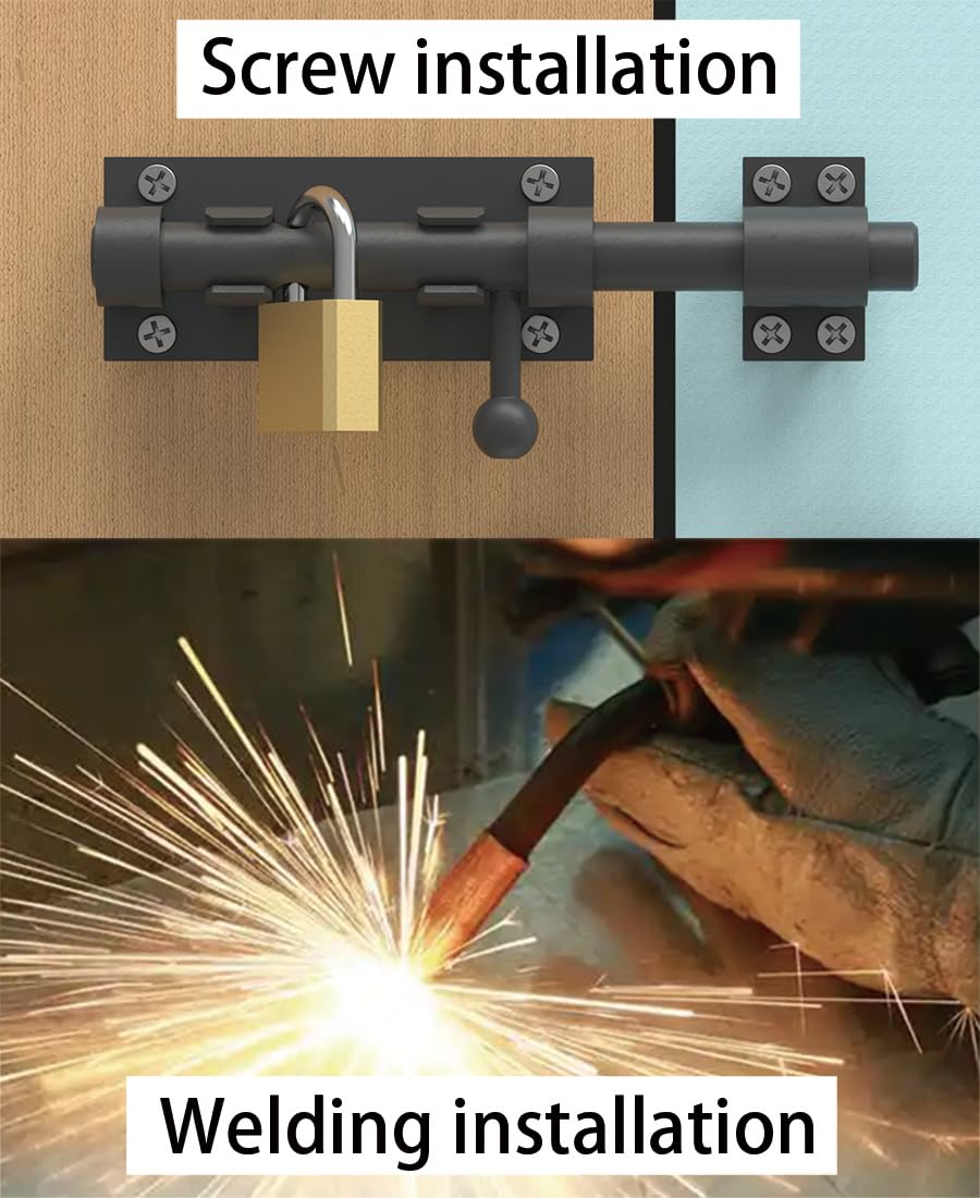 Cerradura de puerta de entrada sin llave, cerradura de metal de seguridad para puerta, pestillos deslizantes resistentes para puertas al aire libre, con herrajes para agujeros de candado, para vallas