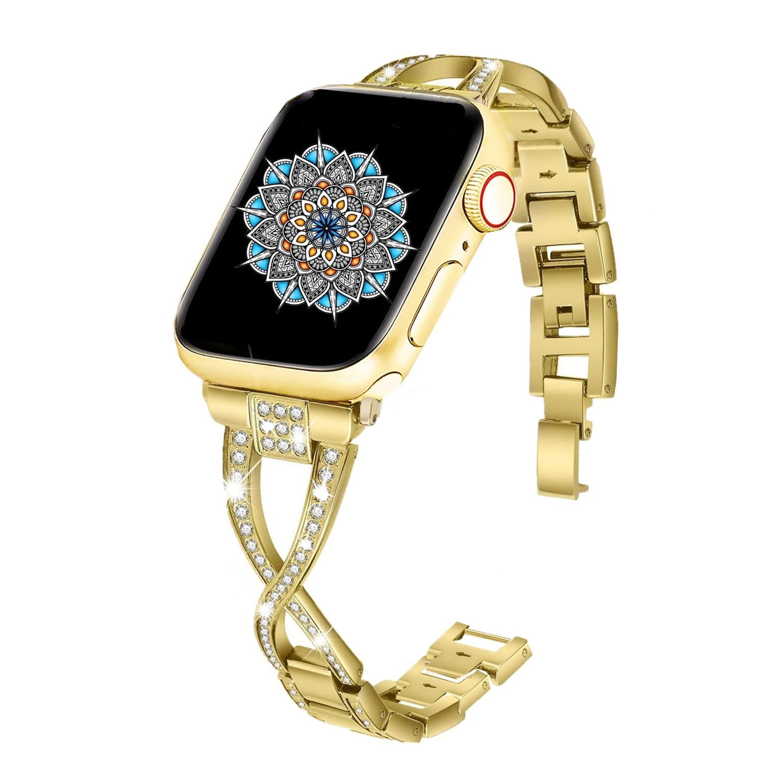 GUIFIER Straps for Apple Watch Strap 38mm 40mm 41mm 42mm 44mm 45mm 49mm, Replacement Rhinestone Wrap Compatible for iWatch Series 8 7 6 5 4 3 2 1 SE, Metal Bracelet iWatch Bands for Women Men