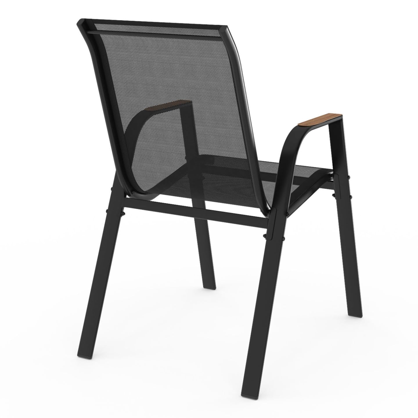 IDMarket - Lot de 6 chaises de Jardin NOUMEA métal et textilène empilables Noir et Bois