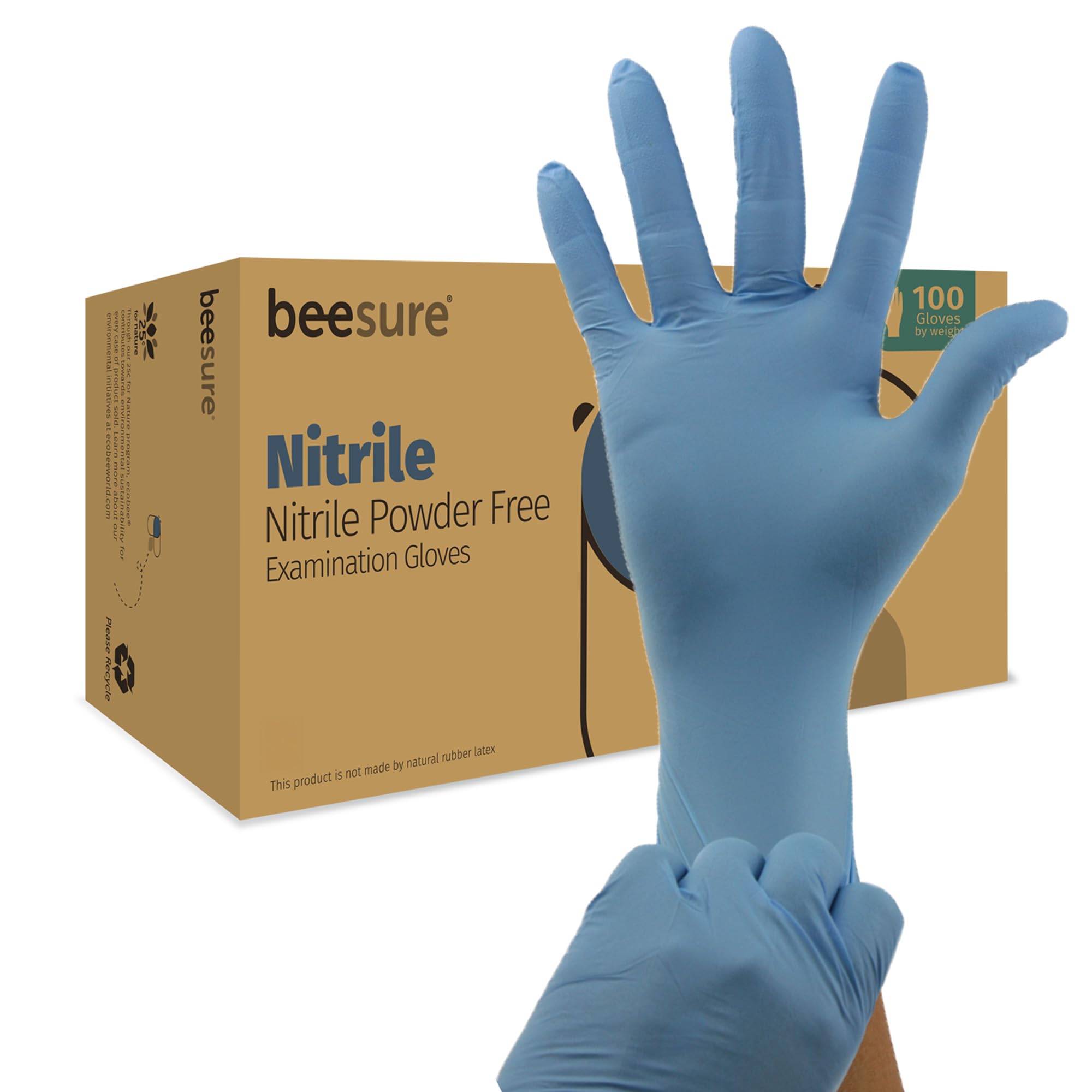 beesure nitrilo sin polvo guantes de examen