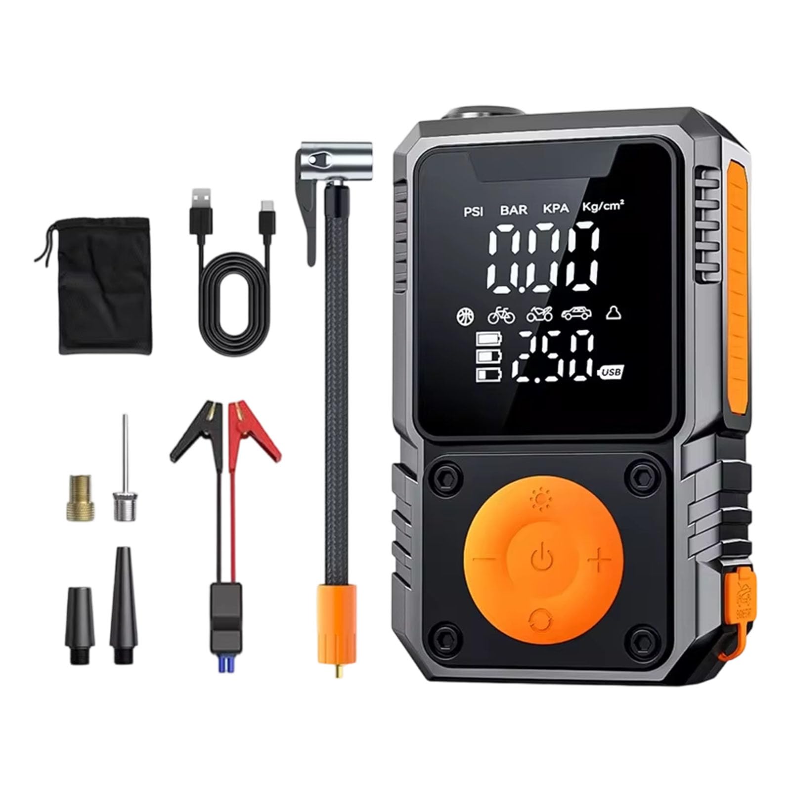 Tire Inflator Portable Air Compressor, 150PSI Portable Air Pumps, Accurate Pressure LCD Display, Car Bike Tire Inflator Compressor