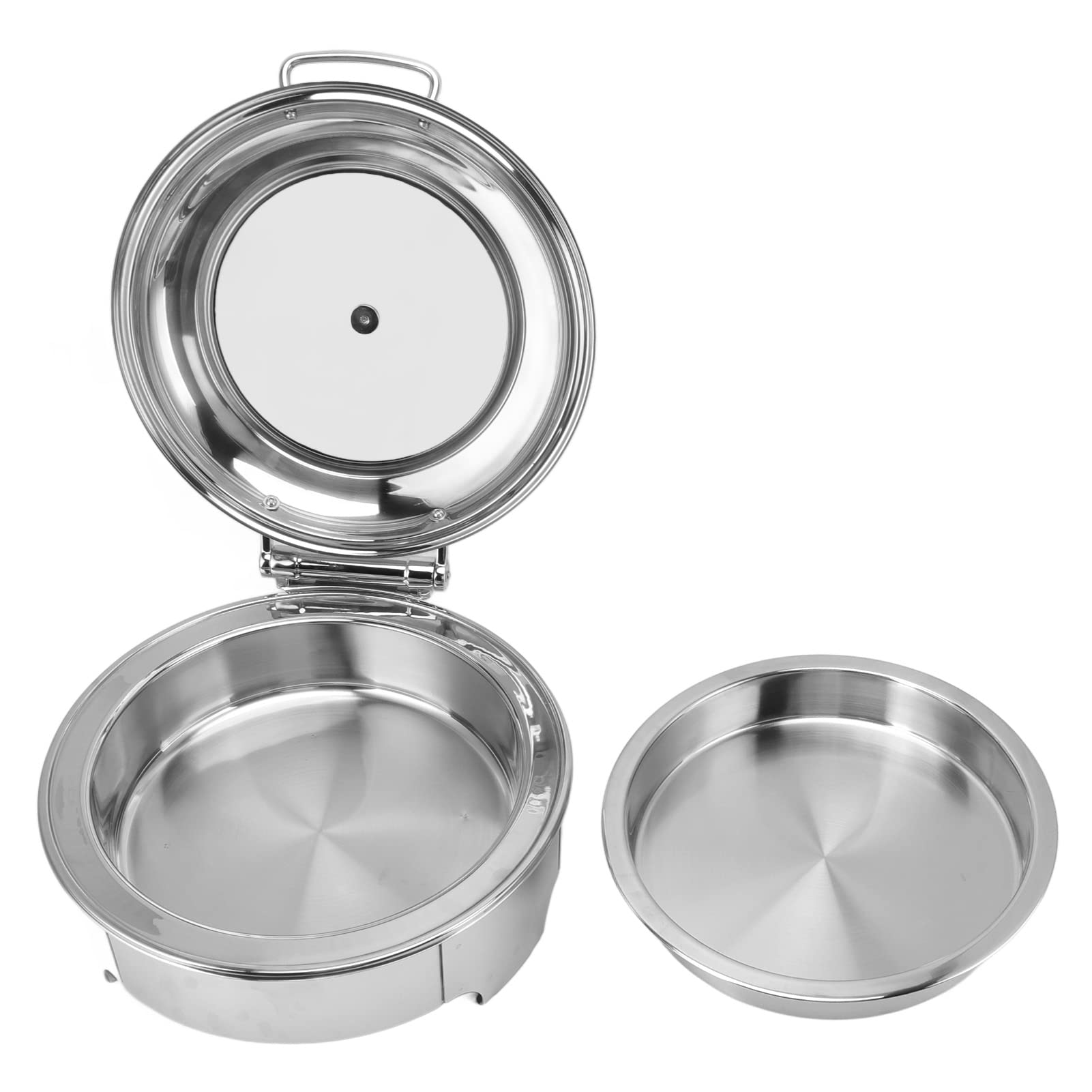 Chafing Dish Redondo de Acero Inoxidable con Tapa Enrollable para Buffet, Calentadores de Catering para Bodas y Eventos, 42,5 Cm