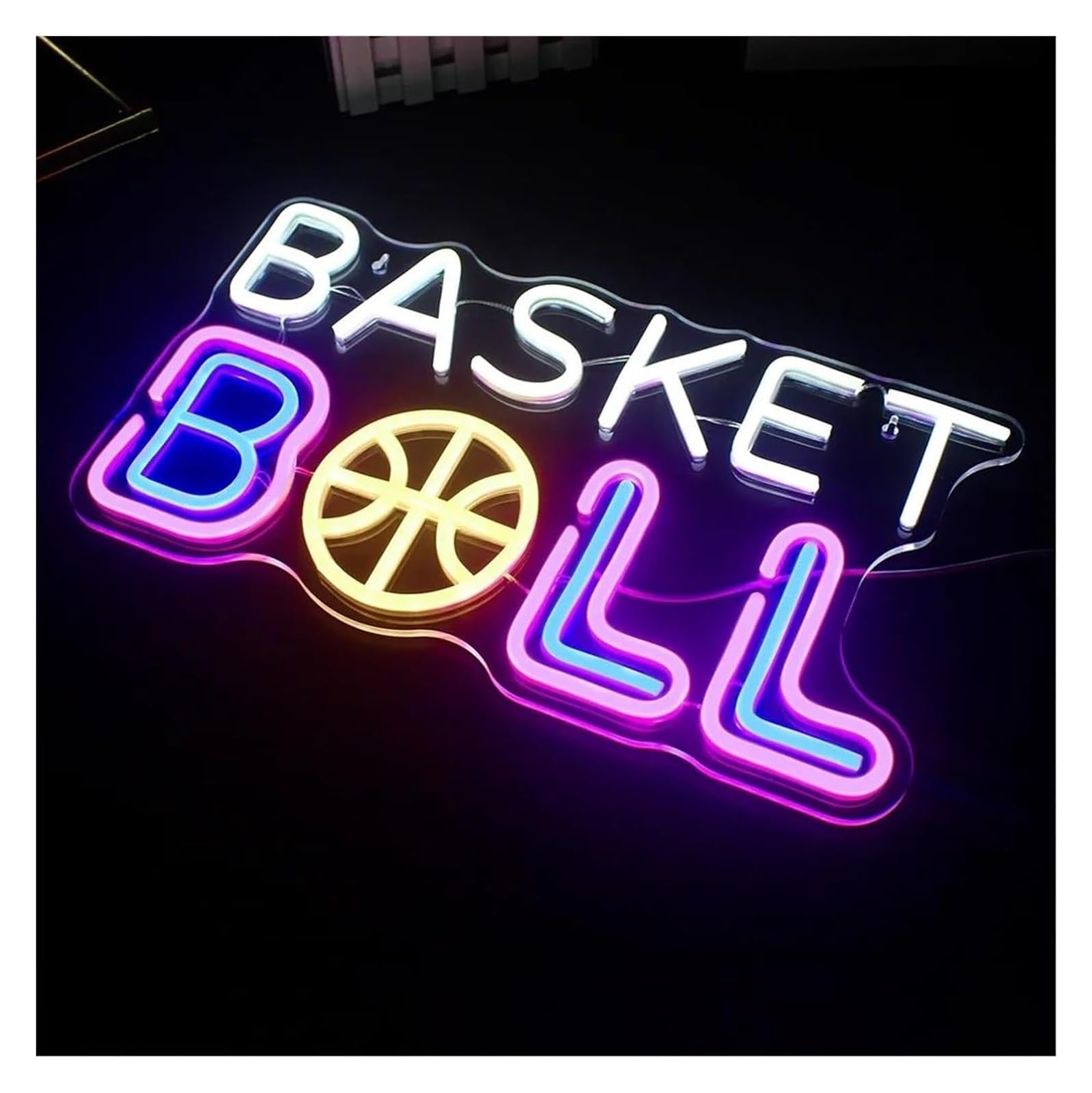 Insegna luminosa al neon Decorazione luminosa a forma di basket per insegne al per neon lettere a LED luci da parete fantastiche