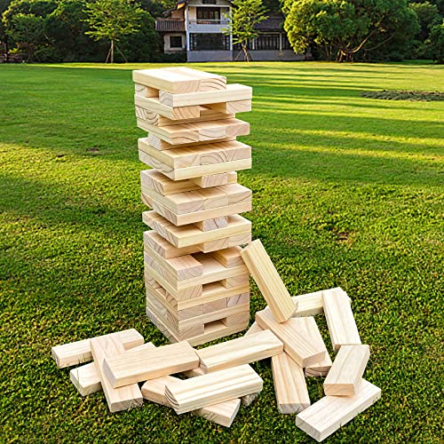 Steventoys 72Pcs Giant Timber Game With Storage Bag, Giant Tumble Tower From 1.57Ft To Over 3.6Ft, Wooden Stacking Games For Kids Adults And Family, Outdoor And Indoor Play #TOP1