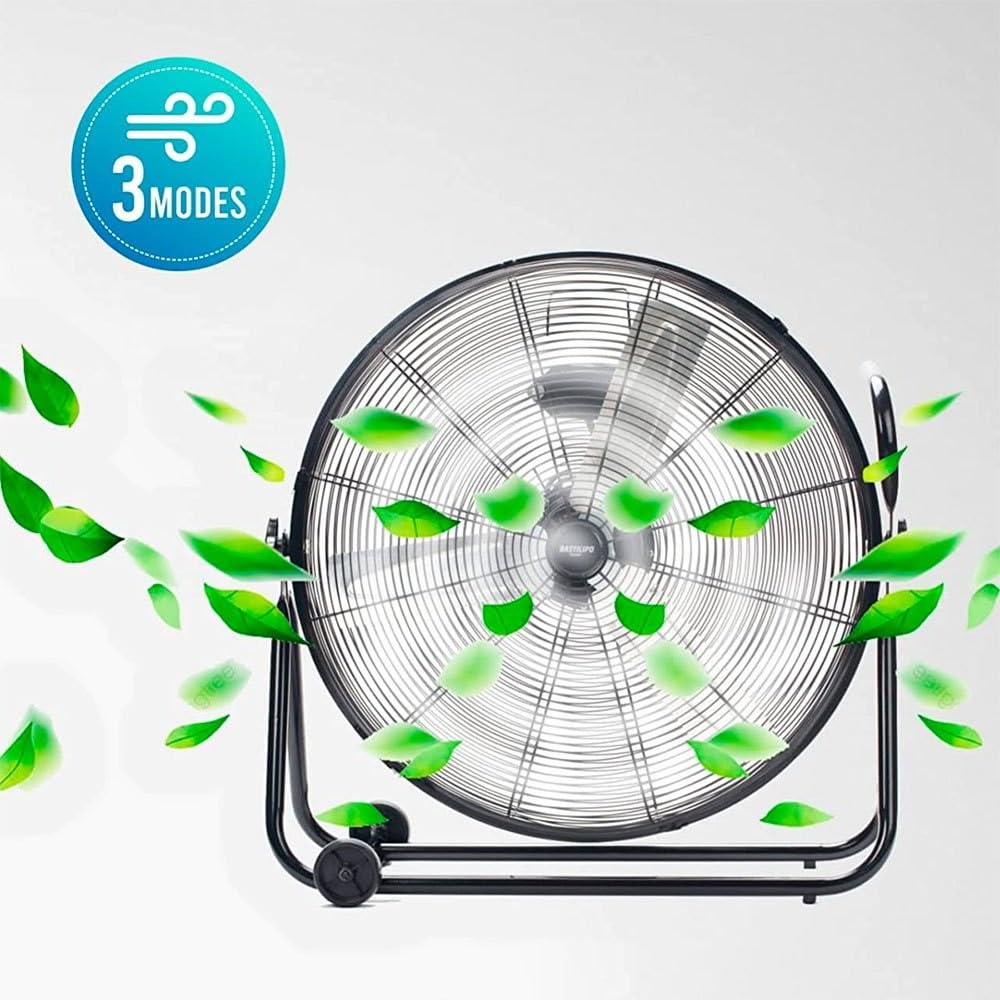 Bastilipo - Ventilateur de sol industriel ouragan 140 W, acier inoxydable, 3 vitesses, noir, efficacité énergétique G