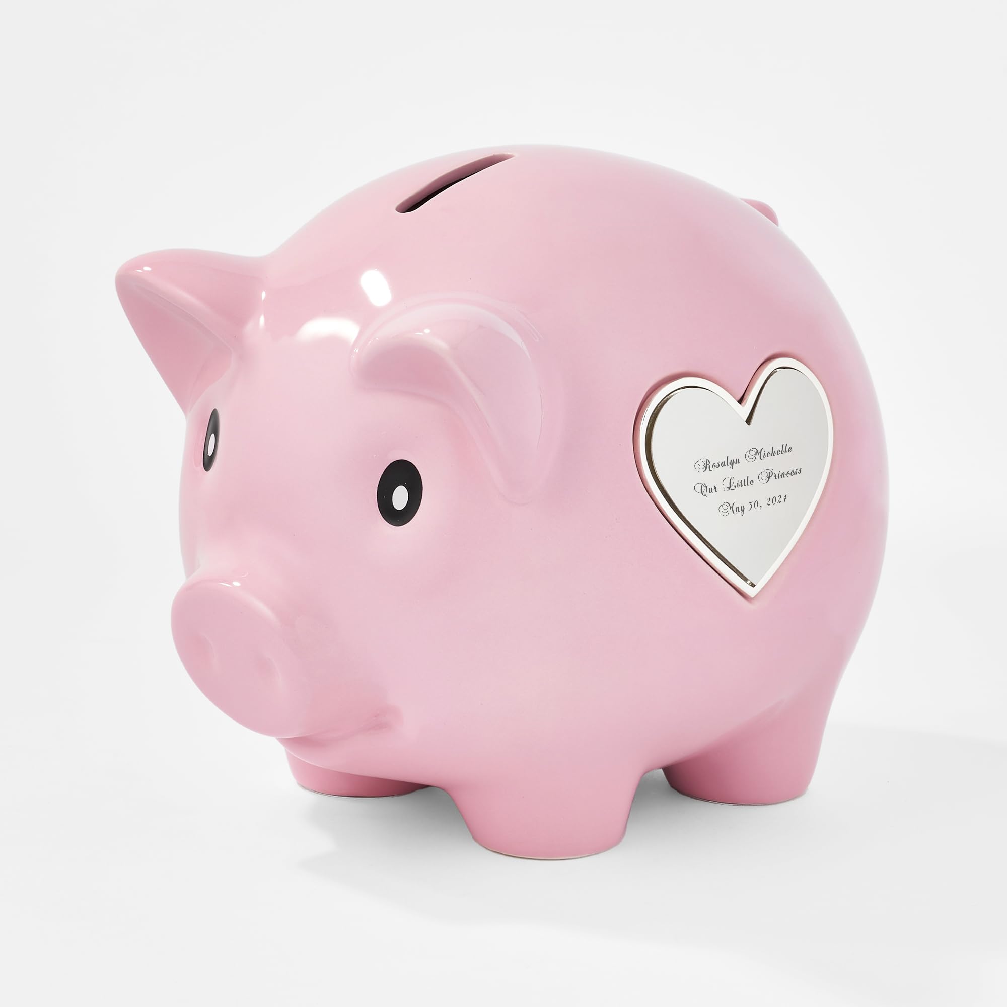 Engraved Ceramic Piggy Bank in Pink (Free Customization) - Things Remembered