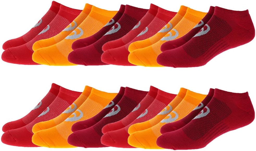 Asics Women's Invasion No Show Running Socks Bundle Samba/Red Alert Assorted L (12 Pairs)