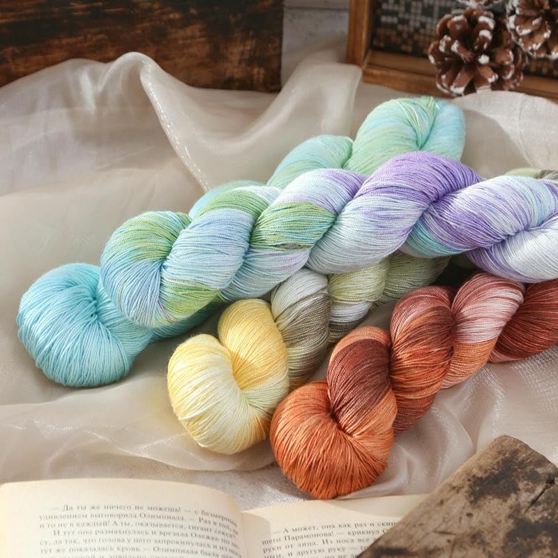 8 Rollos de 100 g de Hilo de Mezcla de Lana degradada, Hilo para Tejer a Mano, para Bufandas, chales, suéteres, Gorros y decoración del hogar Hechos a Crochet