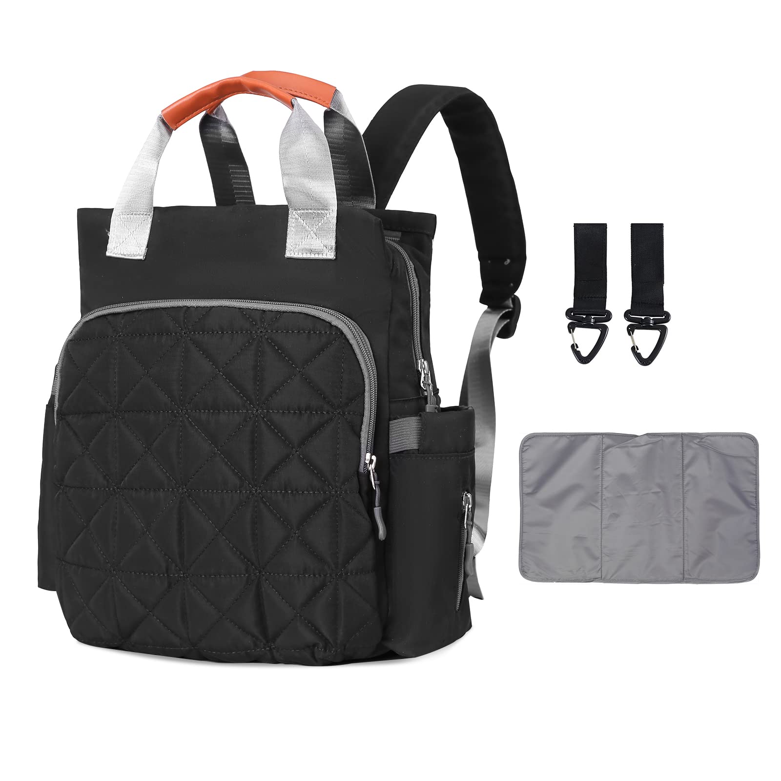 Sonarin Unisex Infant Black Multi-Function Baby Changing Bag Backpack,Waterproof Large Capacity Lightweight Baby Diaper Bag Nappy Changing Bag With Changing Mat And Stroller Straps For Mom And Dad(Black)