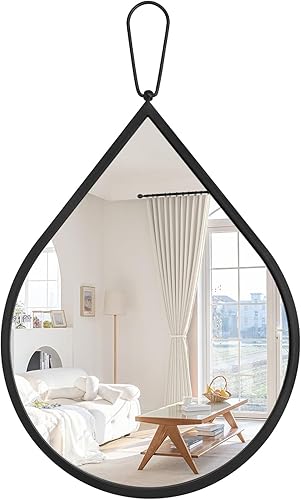 Miniatura 7 de Pequeños espejos de pared decorativos con forma de lágrima blanca, espejos de pared ovalados irregulares para sala de estar, baño, dormitorio, Blanco