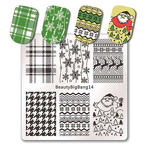 6Pcs Christmas Nail Stamping Plates,Winter Snowflake Snowman Nail Stamper Template Kit With Nail Stamp Xmas Nail Stamping Plate Christmas Tree Elk Design Nail Decorations Supplies For Women Girls #TOP4