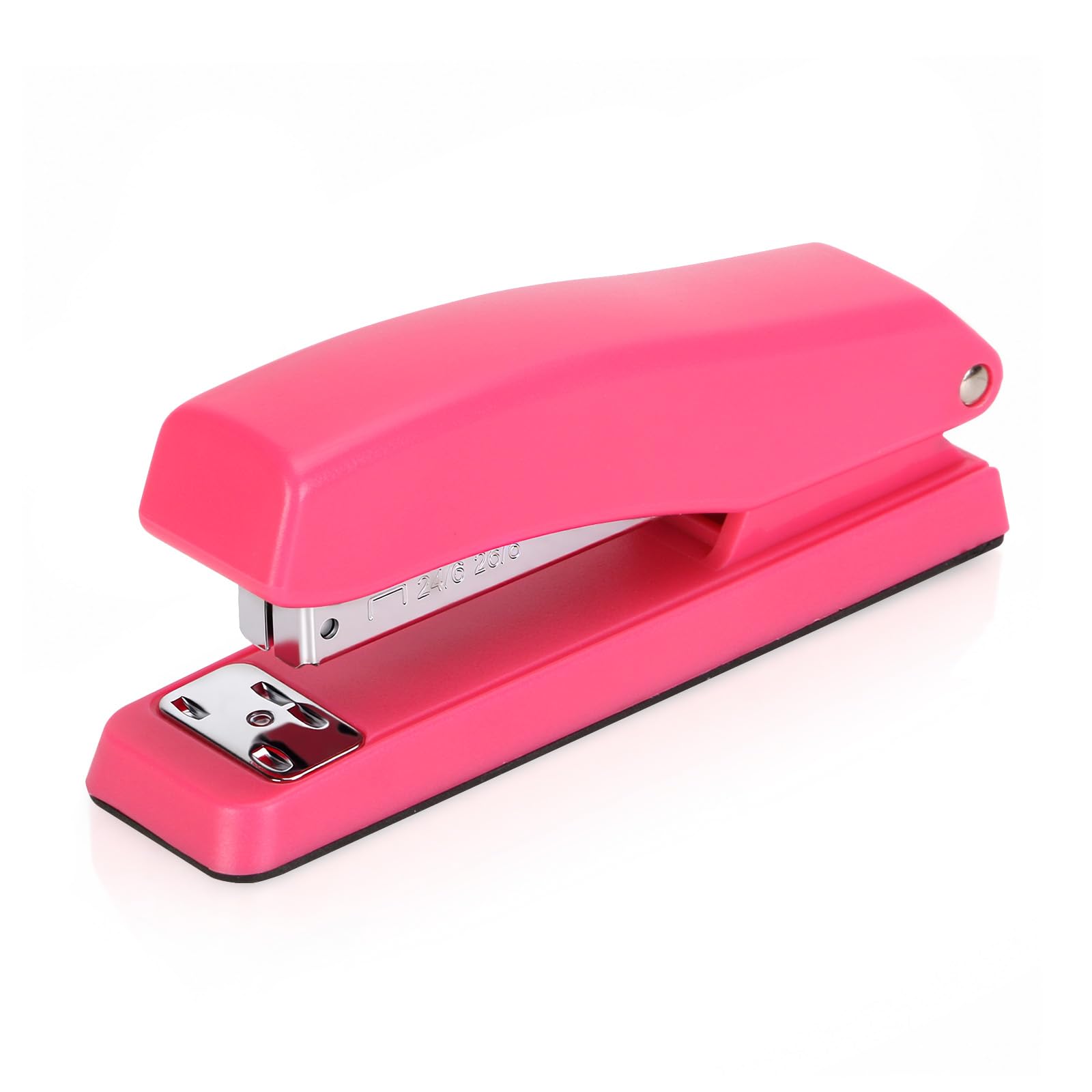EAGLE Ergonomic Desktop Stapler, Metal, Black, 20-Sheet Capacity, Fits 24/6 & 26/6 Staples, Non-Slip Soft Grip, 18 x 5 cm (Pink)