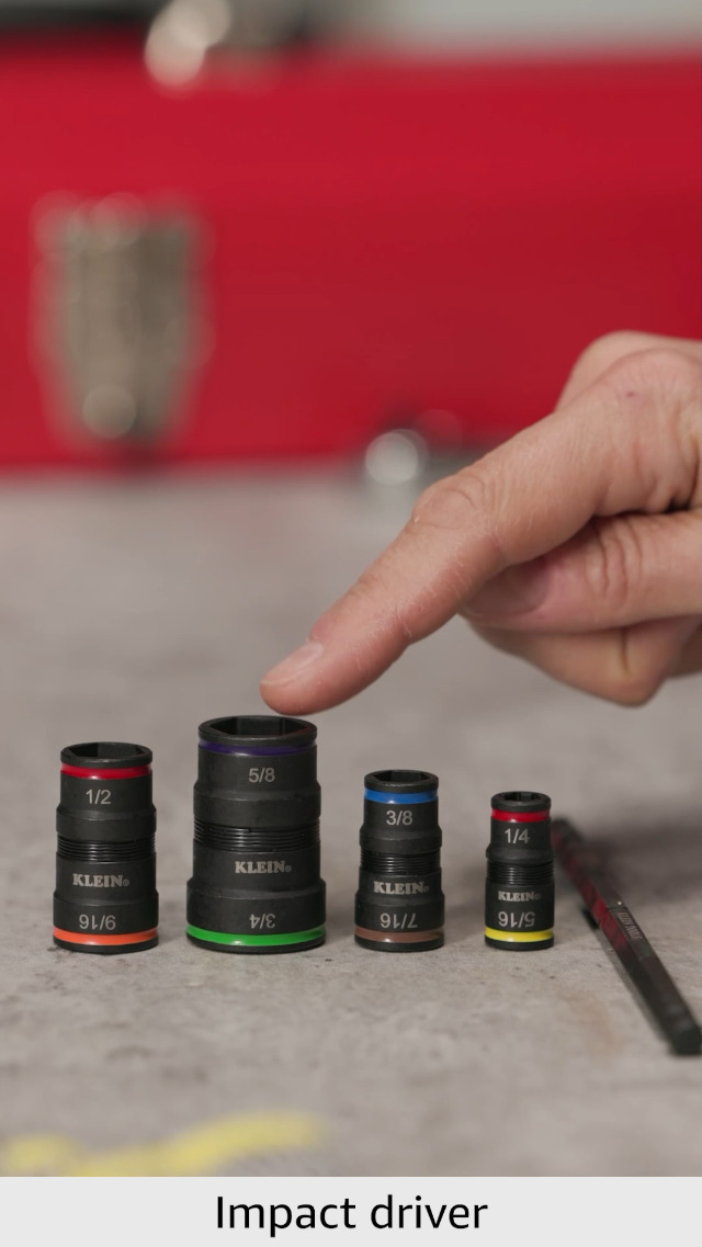 Klein Tools 32934 Impact Driver, 9-in-1 SAE Impact Socket Set, 4