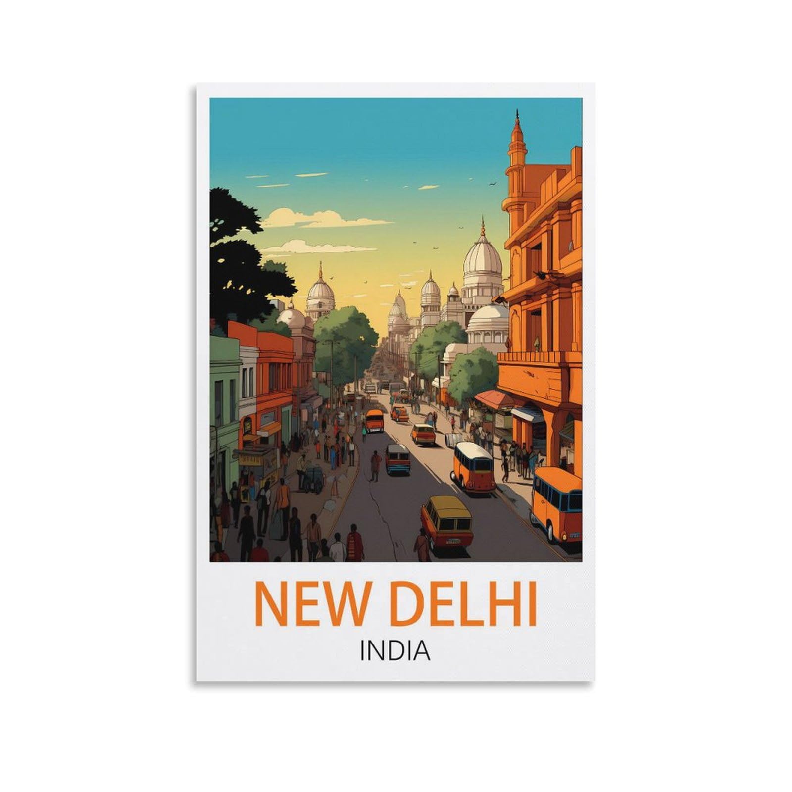 CYYHGEE New Delhi India Vintage Travel Posters 12x18inch(30x45cm) Canvas Poster Wall Art Living Room Home Decor