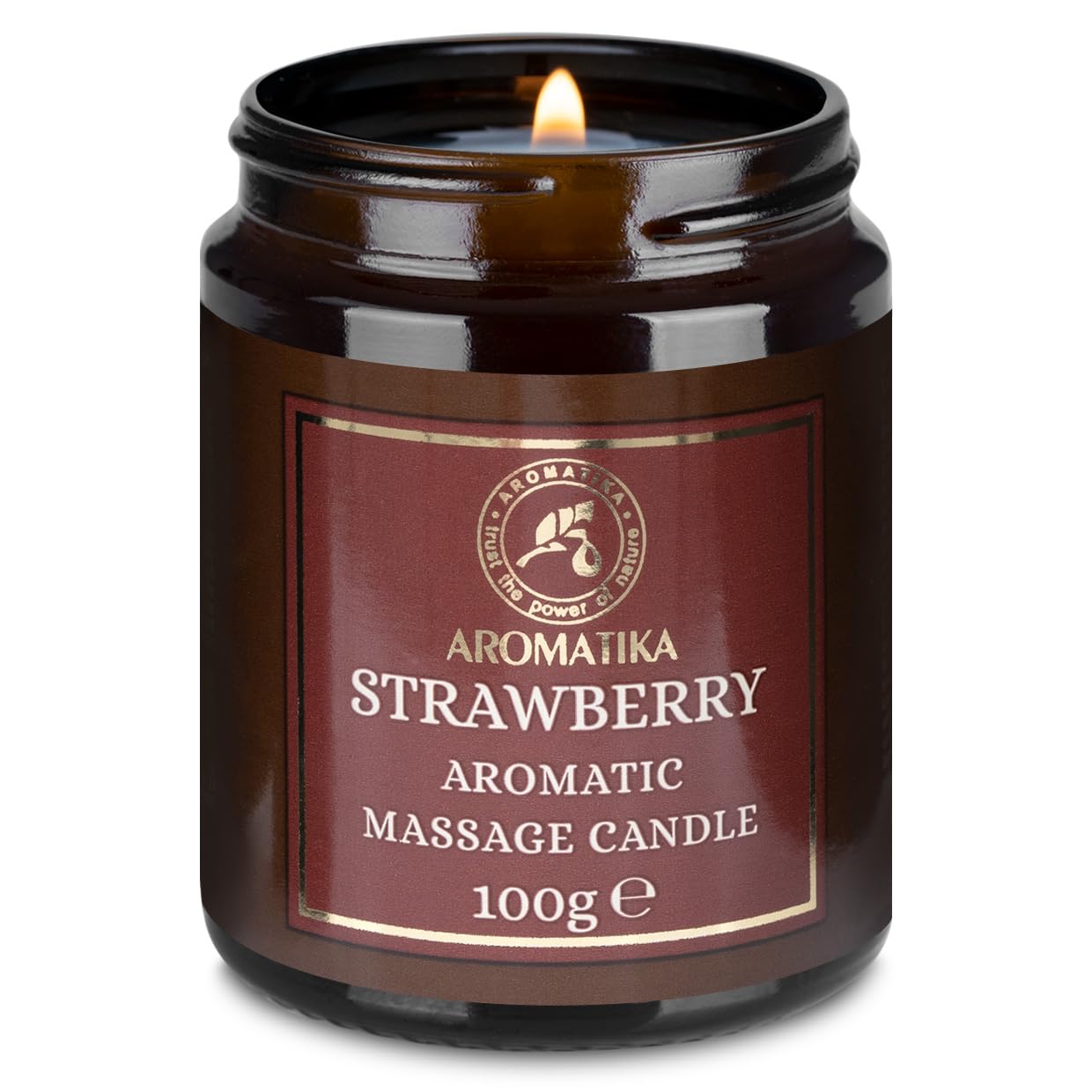 Strawberry Massage Candle 100g - Aroma Candle - Aromatherapy Soy Wax Candles - Candle Gift - Scented Candle in Jar - Relaxation - Body Care - Aromatherapy - Strawberry Massage Candle
