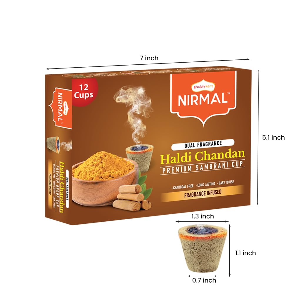 Shubhkart Premium Haldi Chandan Sambrani Dhoop Pods, Long Lasting Aroma for Prayer, Puja and Meditation, Charcoal Free Loban Burner Incense for Relaxation and Stress Relief, 12 Pods