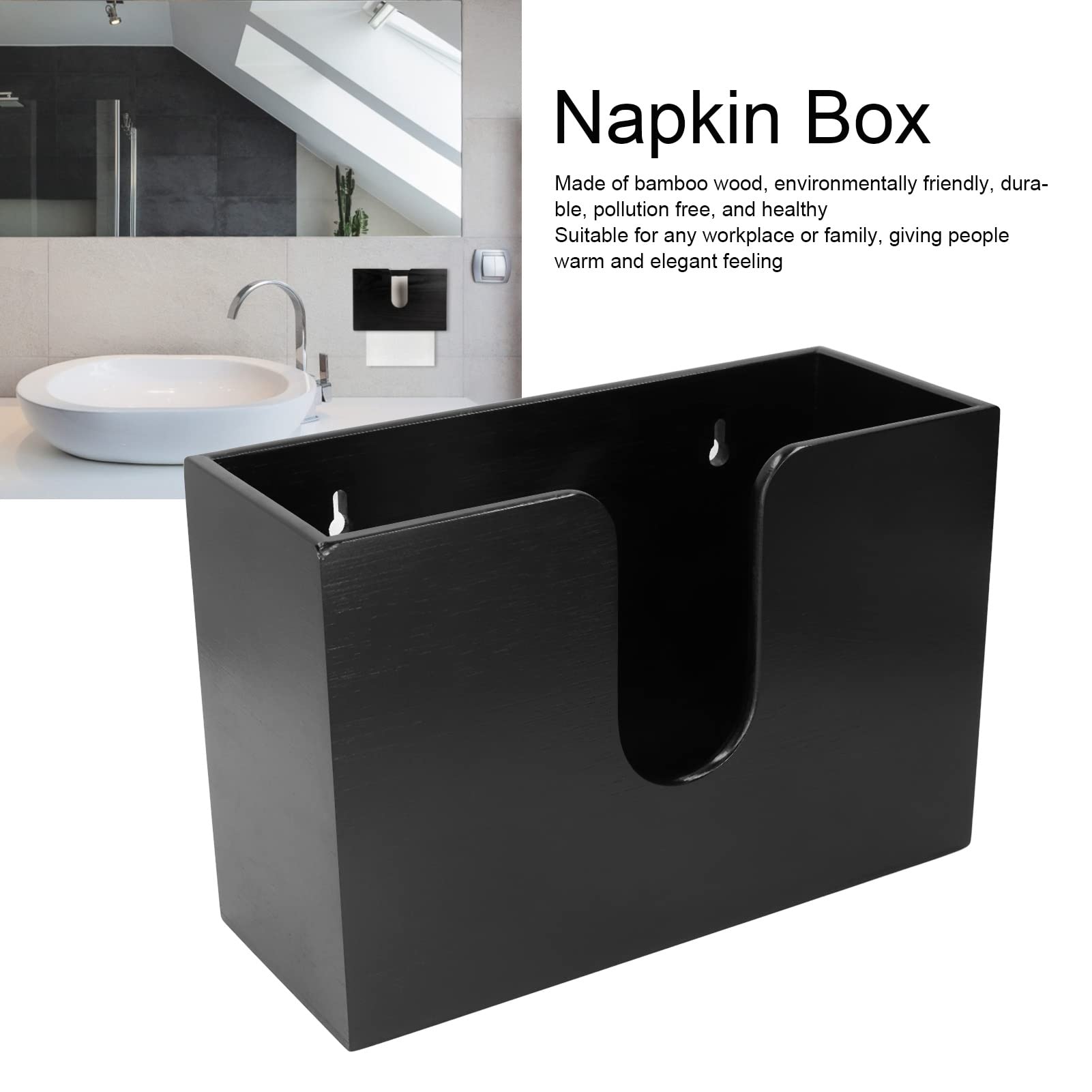 Dispenser di asciugatutto in bambù, portafazzoletti multifold con design da parete e da appoggio, scatola per tovaglioli dai bordi arrotondati e lisci per bagno, e ufficio