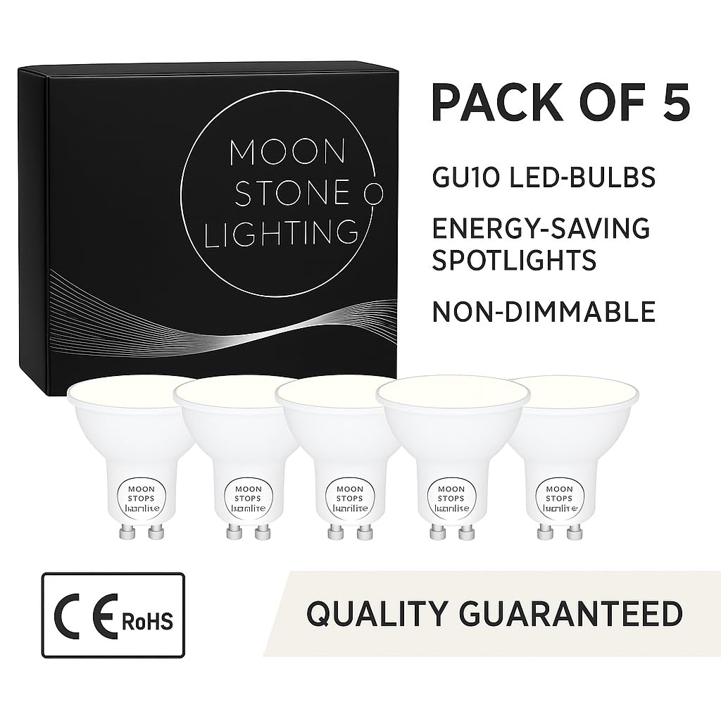 Moonstone Lighting LED GU10 Bulbs, Warm White, 6W, 510 Lumens, Non-Dimmable, Pack of 5 (6W Warm White 5 Pack) - Image 3
