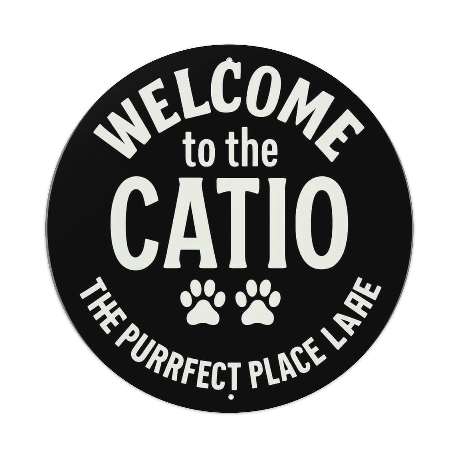Iageret Vintage Welcome To The Catio The Purrfect Place Lare Round Metal Tin Sign Wall Decor, Bar Garage Cafe Kitchen Home Wall Art Poster 8X8inches