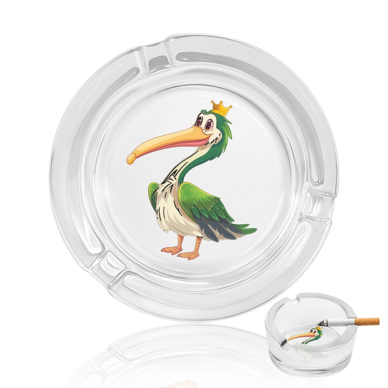Kings-Pelicans Ashtray Portable Round Glass Outdoor Ash Tray for Home Office Garden Pub