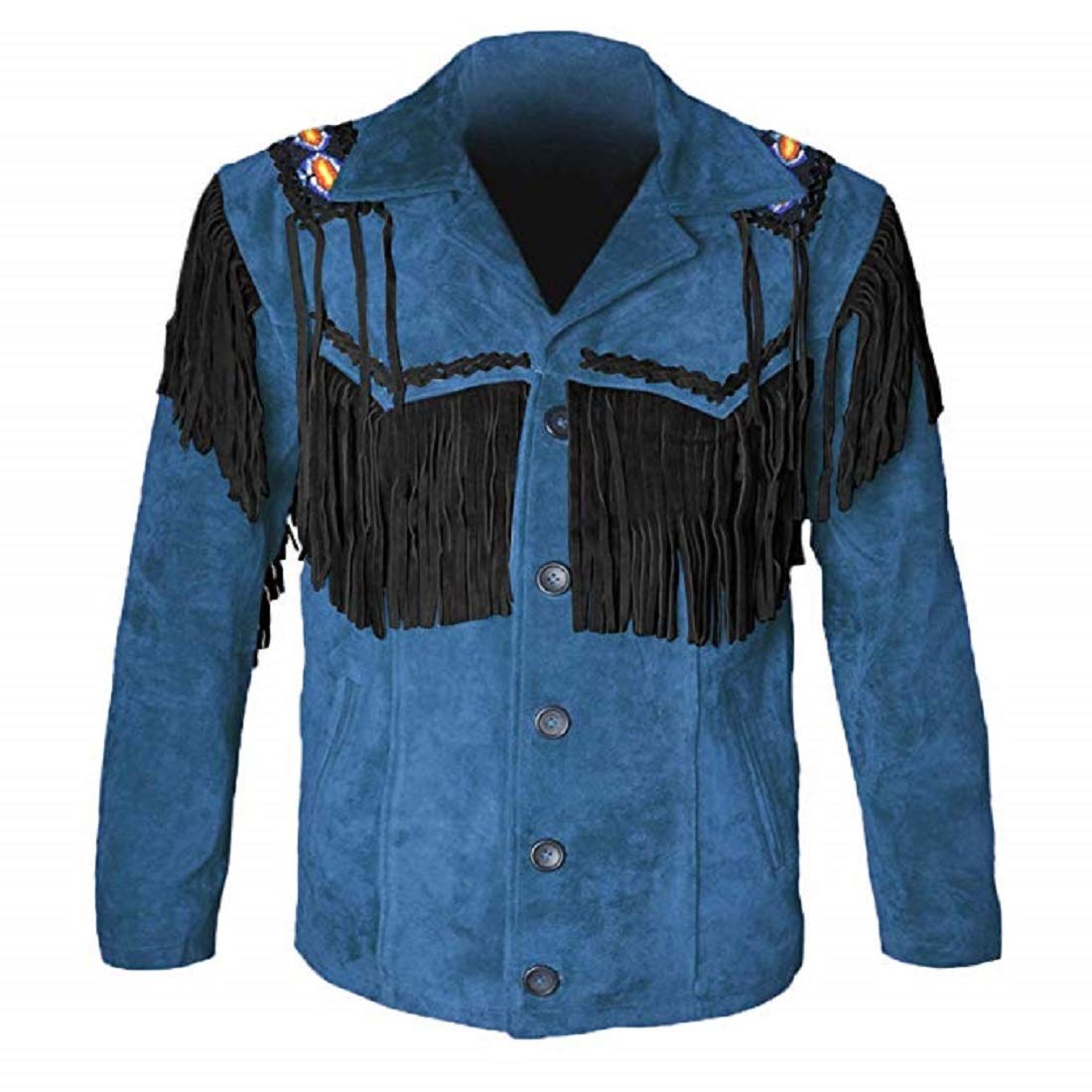 LEATHERAY Western Leather Jackets for Men Cowboy Leather Jacket and Fringe Beaded Coat Suede Leather shirt