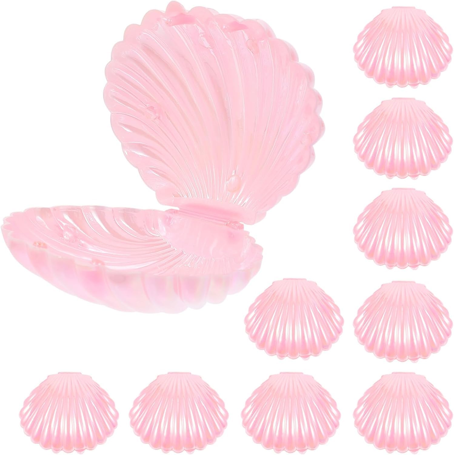 Niltracy Plastic Containers 10Pcs Sea Shells Candy Boxes Seashell Containers Plastic Chocolate Box Creative Jewelry Holder Party Treat Boxes for Wedding Birthday (Pink) Plastic Container