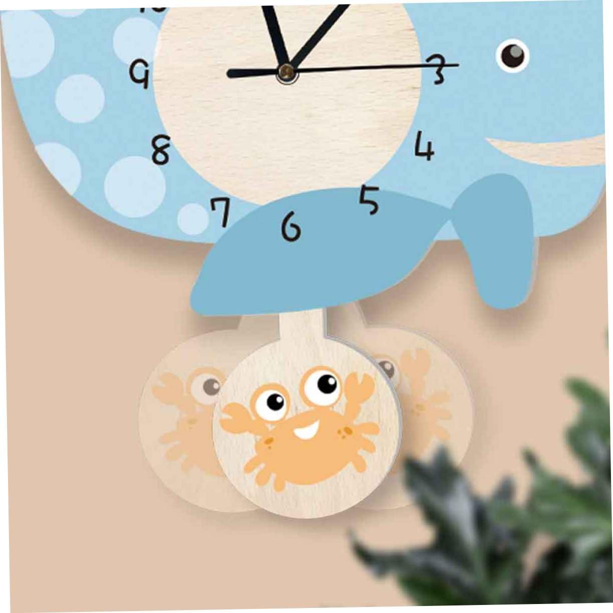 Reloj de Pared Colgante Ballena de Dibujos Animados Silencioso, Material Ecológico, para Jardín de Infantes y Sala de Estar, Decoración de Pared Creativa