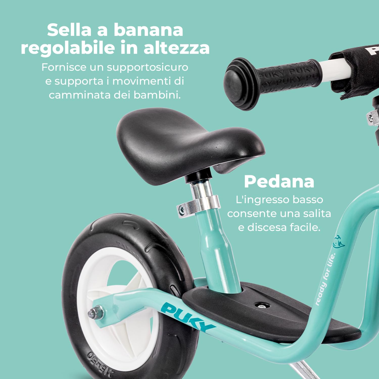 PUKY LR M Aqua Green | Monopattino per bambini a partire dai 2 anni | Balance Bike