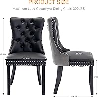 Vista 3 de MZDOO Dining Chairs Set of 6, Upholstered Tufted Dining Room Chairs with High Back, Nailhead Trim and Solid Wood Legs, Modern Dining Chairs for