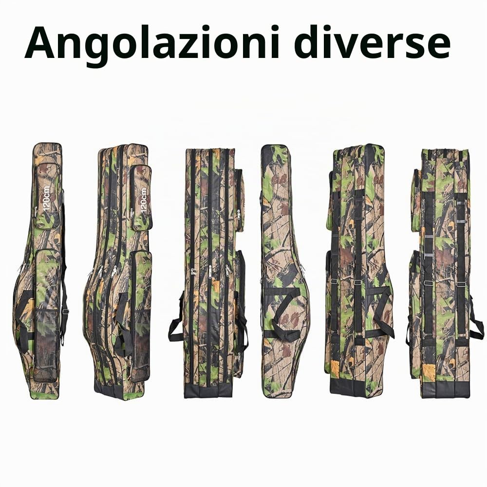 Borsa per canna da pesca, borsa da pesca portatile a 3 strati di grande capacità, borsa porta-attrezzi da pesca per canna da pesca, esche artificiali, esca, attrezzatura da pesca in mare, 150 cm