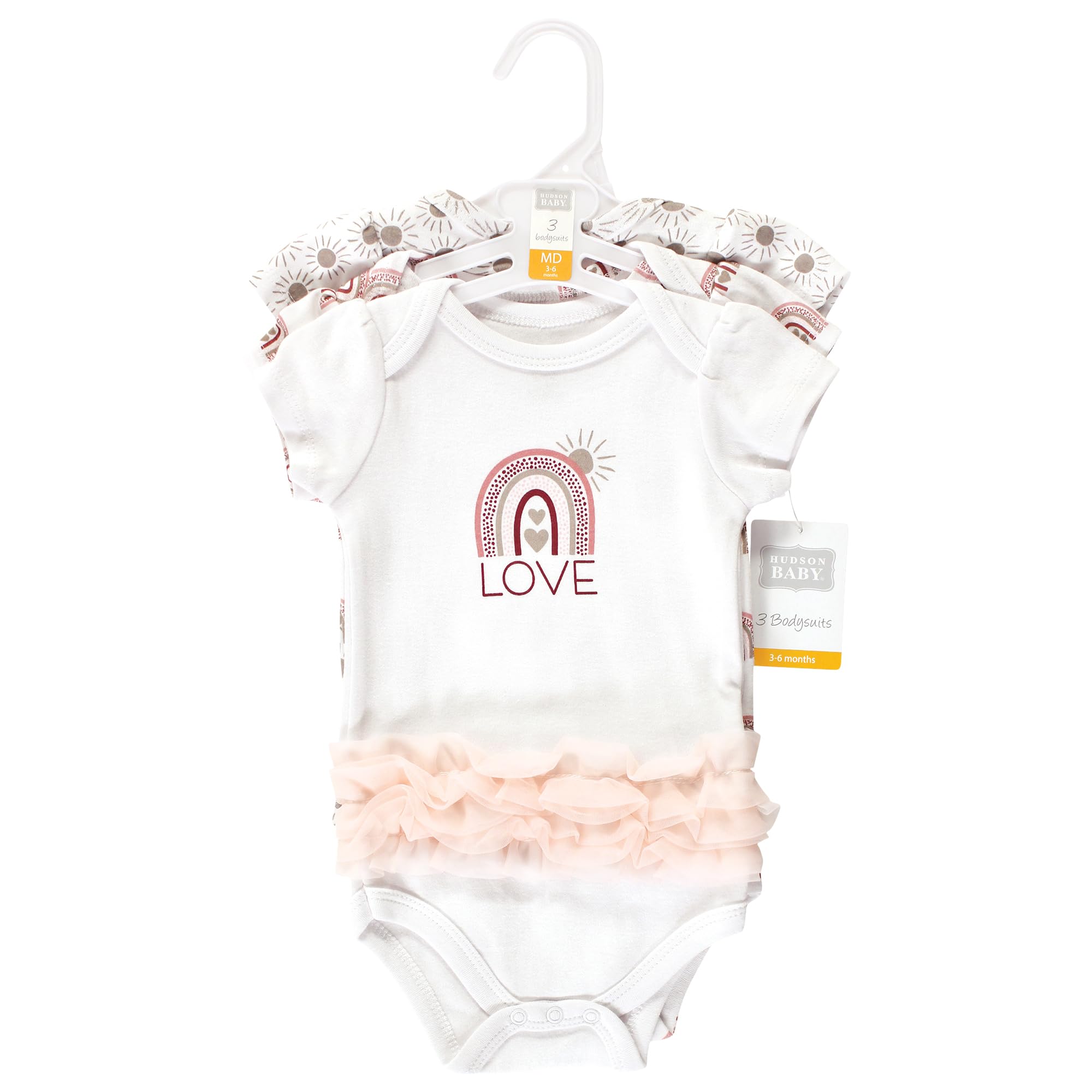 Hudson Baby Cotton Bodysuits 3-pack Hudson Baby - Bodis unisex de algodón para bebé, paquete de 3, 9-12 meses Bebé-Niñas