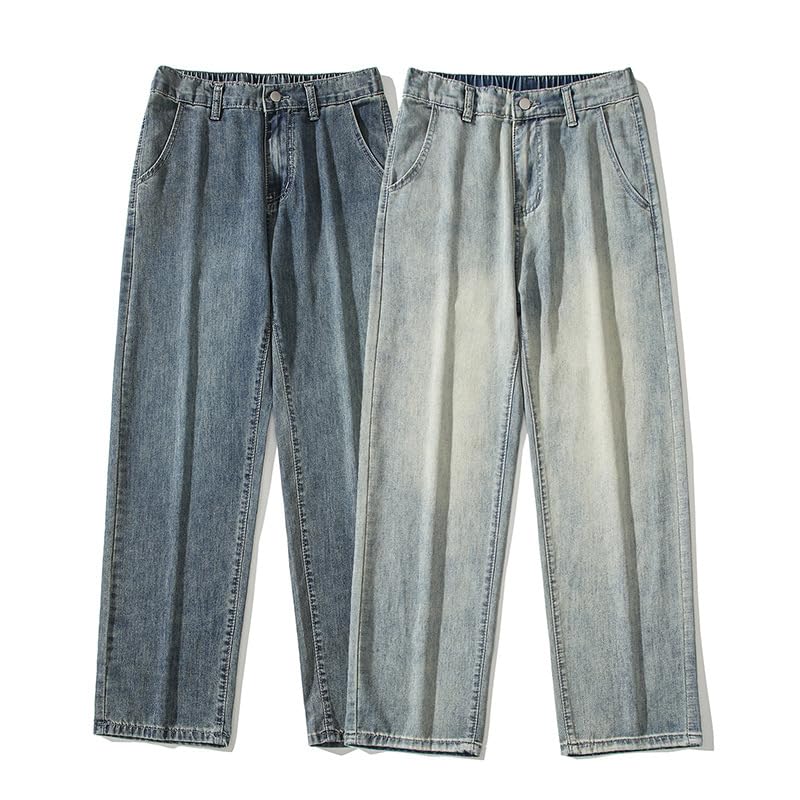 Men's Denim Pants Vintage Inspired Loose Fit Straight Leg Jeans 5