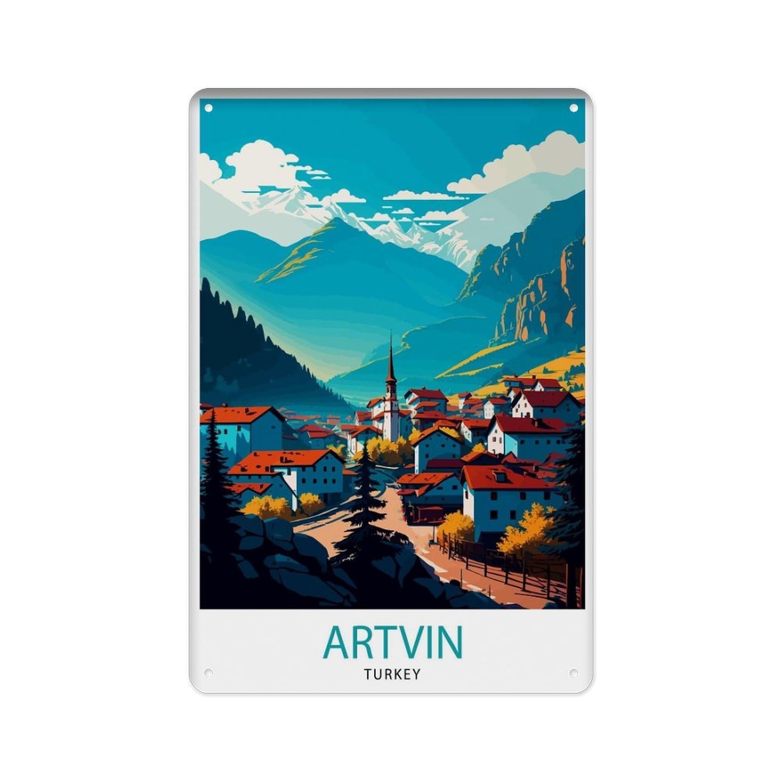 peiyeety Metal Tin Sign Artvin Turkey Travel Poster Artvin Artvin Home Decor Turkey Travel Poster Artvin Scenery Artvin Gift 8 X 12 Inch