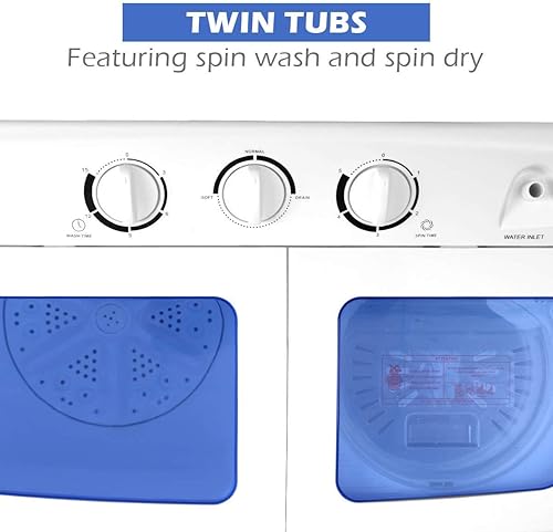 Miniatura 5 de Lavadora portátil compacta de doble tina, azul+blanco