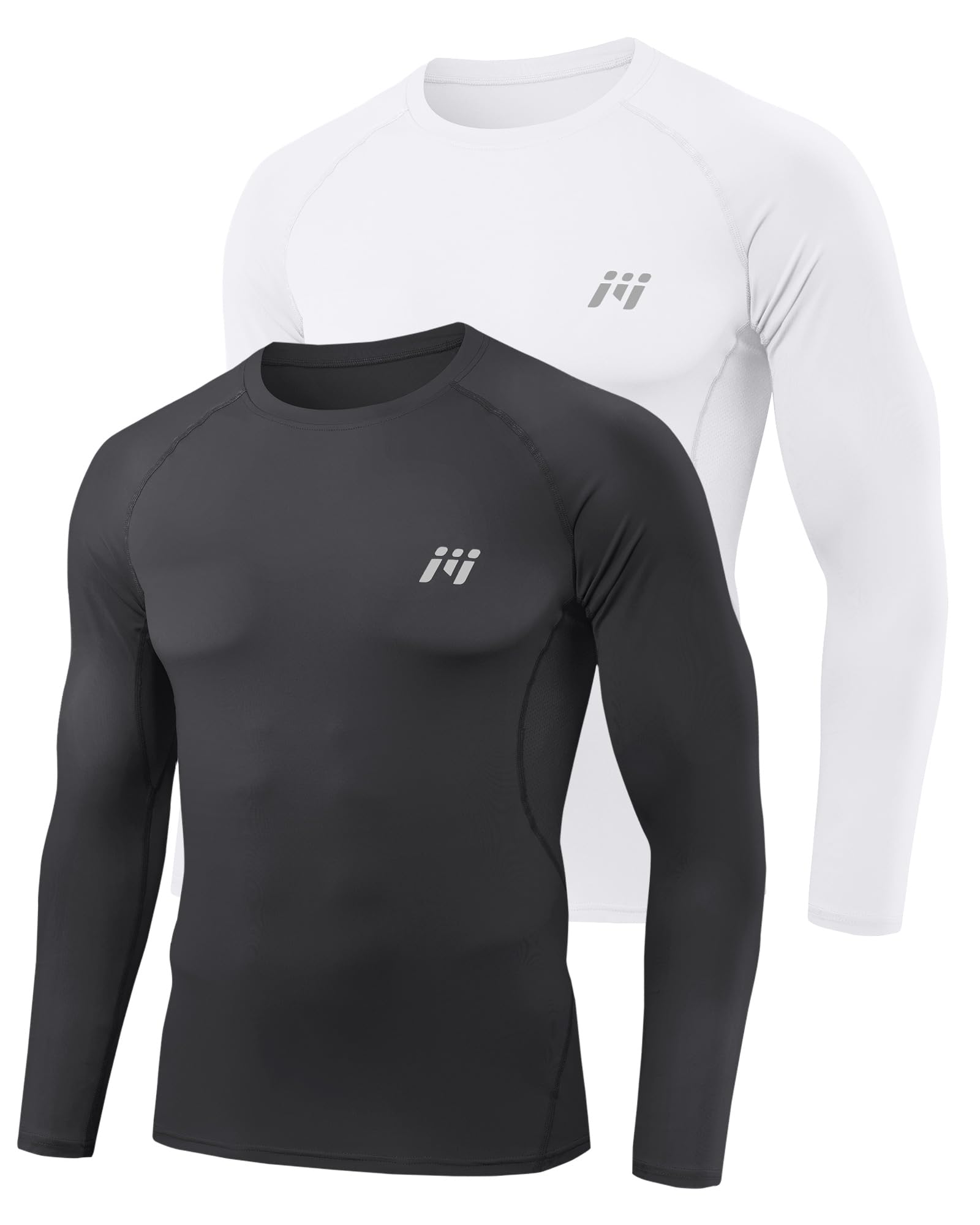 MEETYOO T-Shirt Compression Manches Longues Homme Base Layer Respirant évacuant humidité séchage Rapide Sport Fitness Running