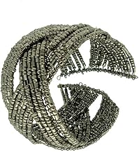 Jay Jewellaery Large Silver Seed Bead Open Cuff Bracelet in a Plaited Design