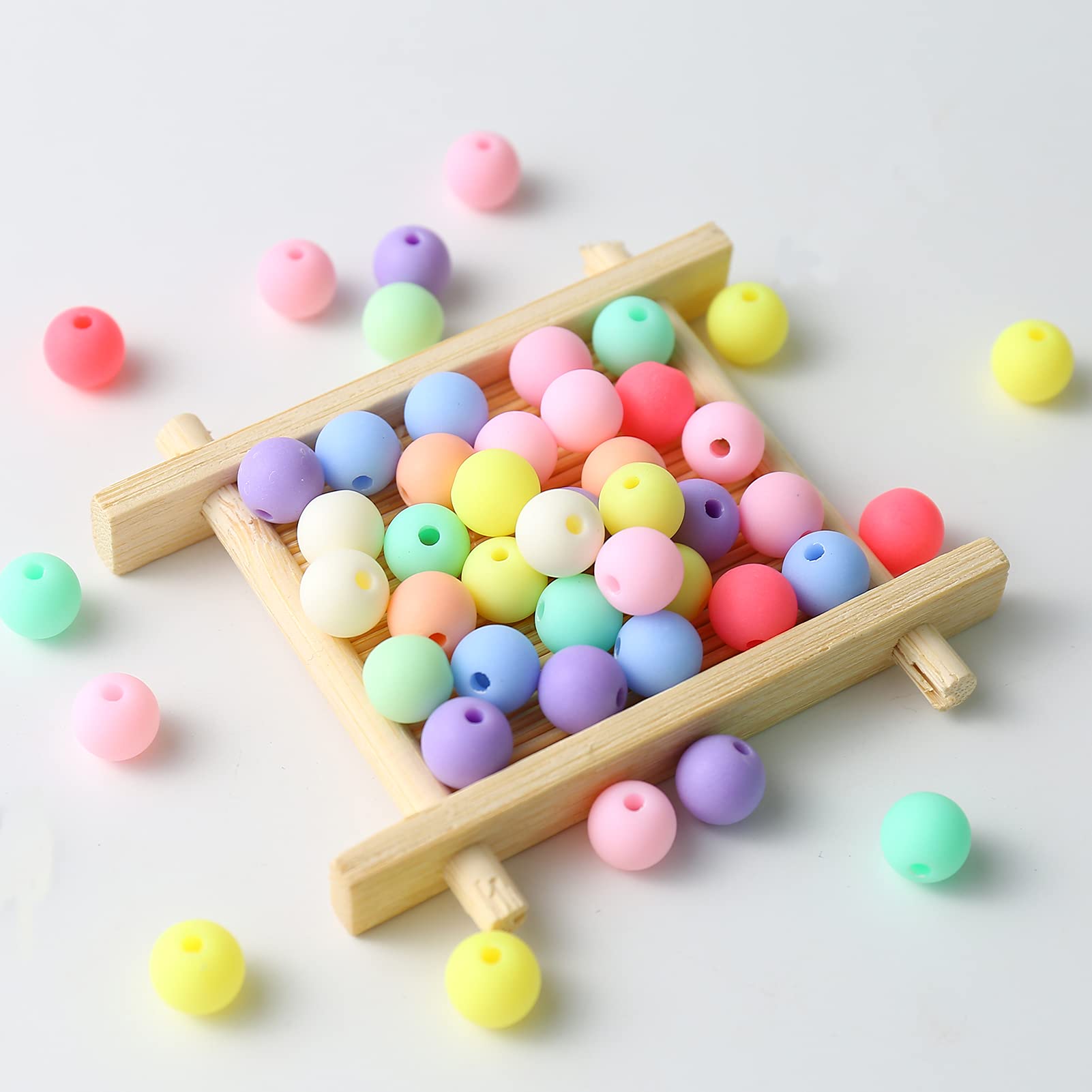 100 Perline Acriliche Opache 10mm, Miste Colori, Con Foro 2mm, Per Creazione Gioielli Fai Da Te E Bigiotteria - 4