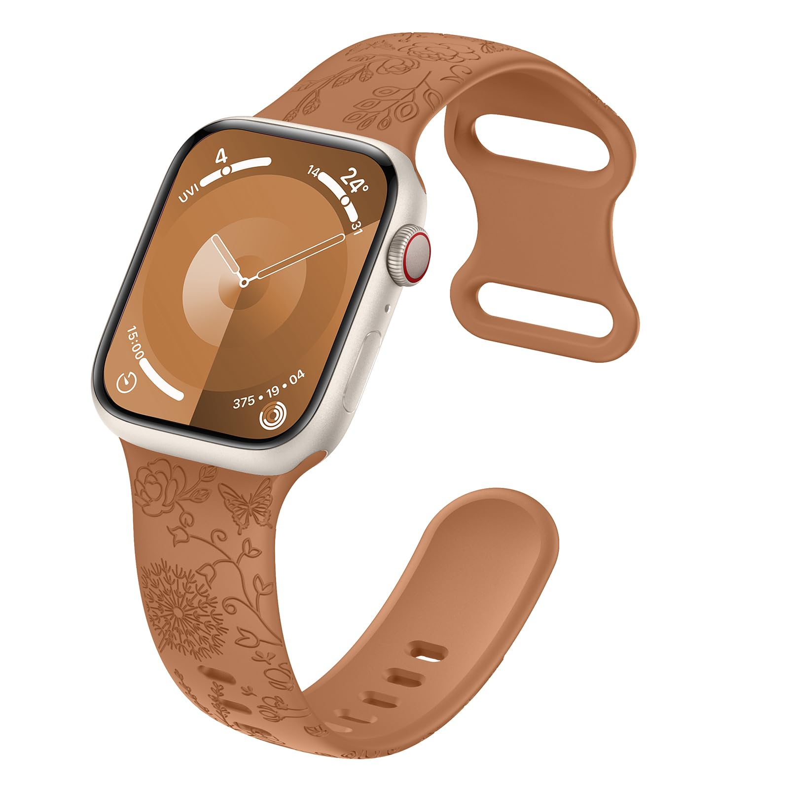 Higgs Flower Engraving Replacement Strap Compatible with Apple Watch Strap 41 mm 40 mm 38 mm 44 mm 45 mm 49 mm 42 mm Women Men Soft Silicone Sports Bracelets for iWatch Series Ultra 8 SE 7 6 5 4 3 2 1