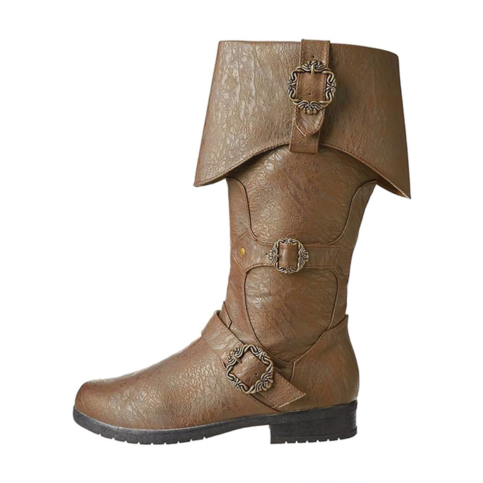 Cachorro Mittelalterliche Wikinger-PU-Lederstiefel, Vintage-Piraten-Renaissance-Schuhe für den täglichen Gebrauch, Cosplay-Kostüm-Zubehör, Outdoor-Motorradbekleidung,Gelb,40