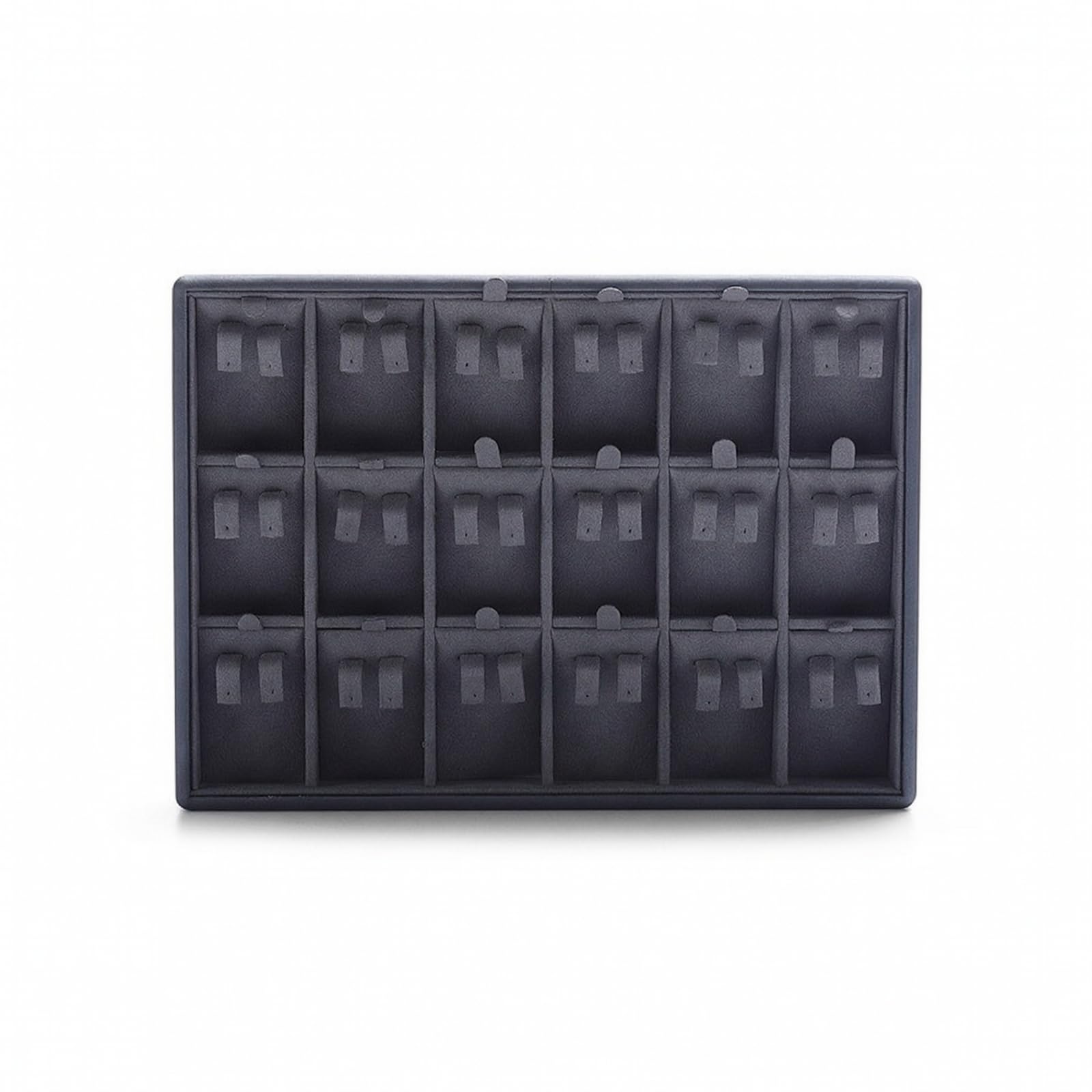 Vassoio per Gioielli Stabile Gioielleria , Vassoio Per Esposizione Gioielli, Modello EB06708, Colore Grigio Scuro, Design Per Collane, Stile Nordico, Materiale PU E Velluto, Dimensioni 25x18x3 Cm