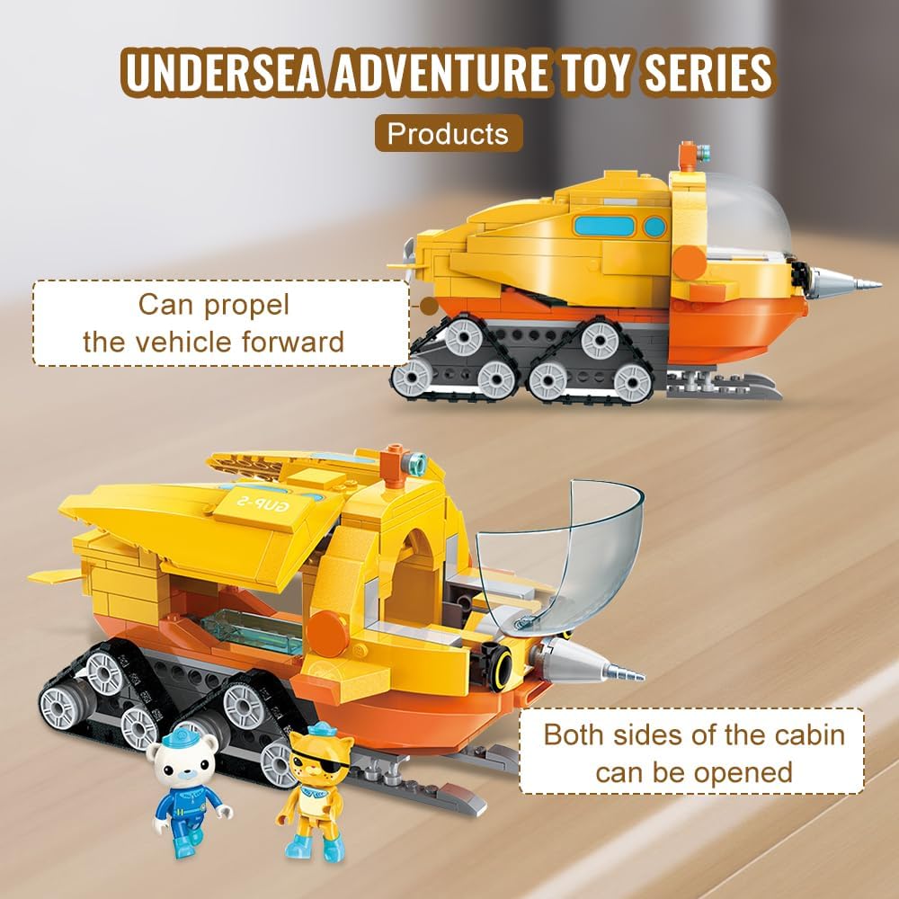 Ocean Adventure GUP-S Polar Exploration Vehicle Set with Barnacles & Kwazii Figures, 275 PCS Building Block Toy for Kids Age 6+, (3704)