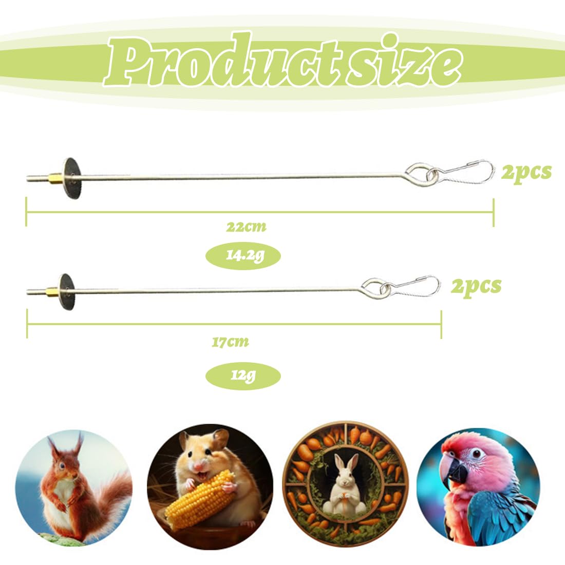 4 Pezzi Spiedino Portafrutta per Pappagalli, Mangiatoia per Pappagalli, Accessorio Appeso alla Gabbia per Foraggiamento del Cibo, Portafrutta per Uccelli, Giochi per Pappagalli, Acciaio Inox